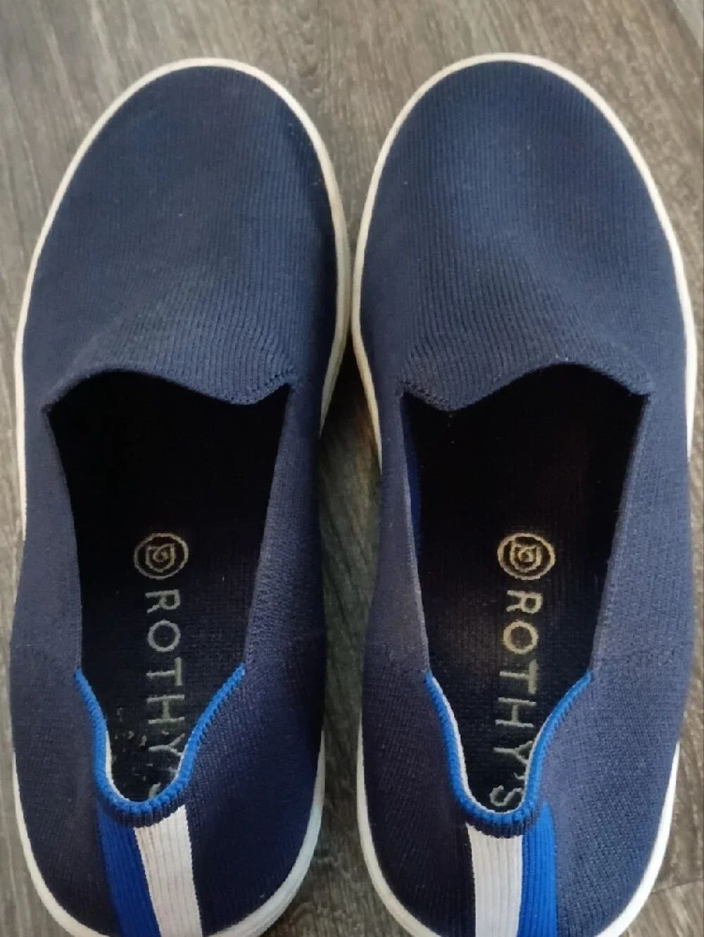 Rothy's Women's Slip-On Flats in Navy Blue with White Sole